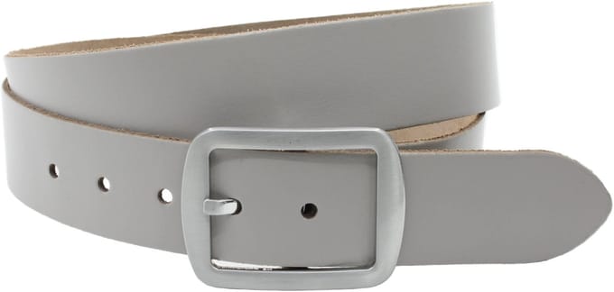Dames riem grijs - Basic leren riem 4cm met zilveren vierkante gesp - Leer - Basic riem - Sportief - Maat 85