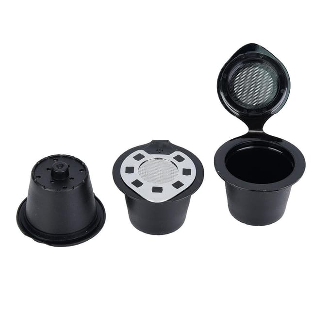 5 stuks/set Plastic & Roestvrij Staal Herbruikbare Navulbare Koffiecapsules Pod Filter Cups Zeef Silver black