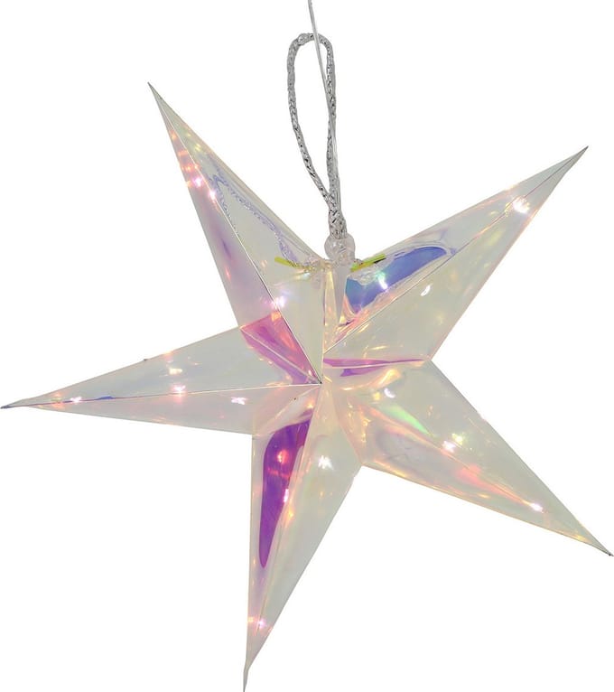Svenska Living Verlichte kerstster - zilver iriserend- 34 cm - op batterij - warm wit