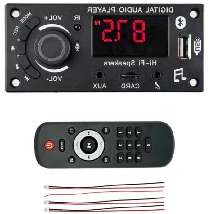 Audio Versterker Module - Bluetooth Decoder - Muziek Afspelen - Opname Functie - 100W - Zwart