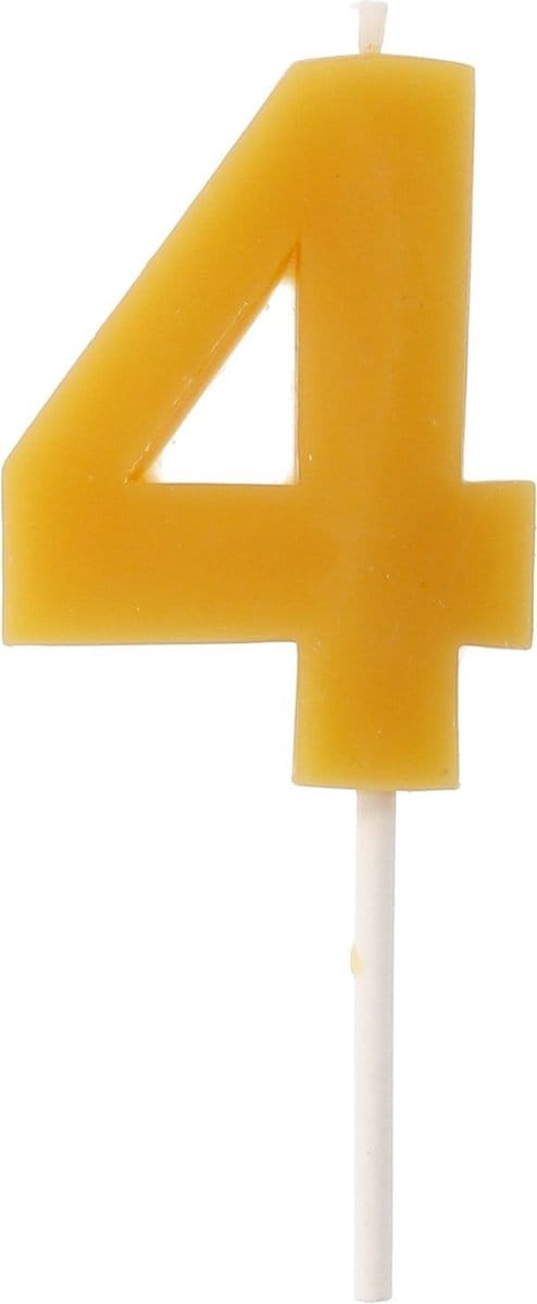Kaars - Cijfer 4 - Bijenwas - 4,5 cm