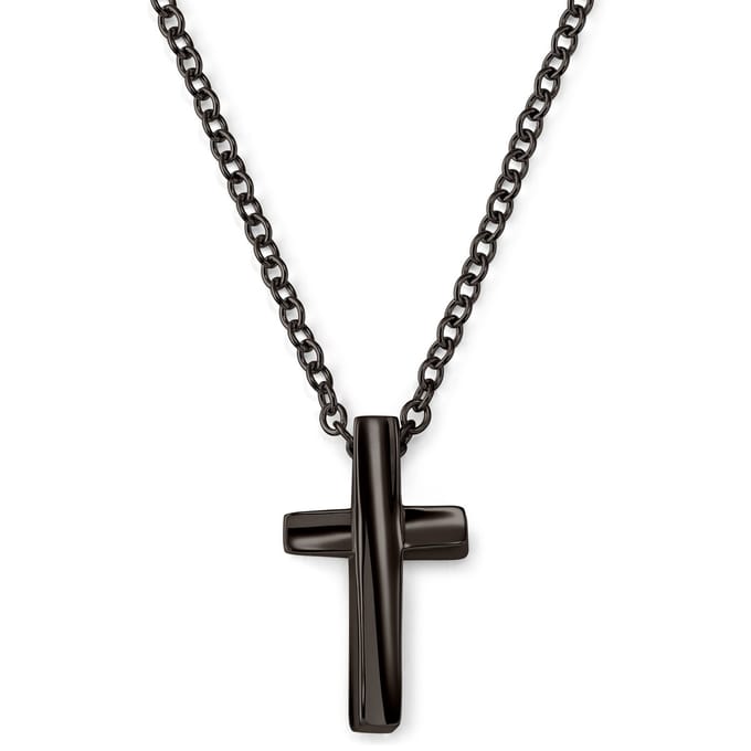 Gunmetal Curvy kruis ketting
