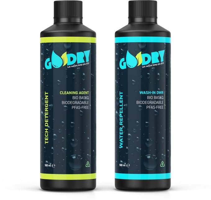 GoDry® Tech Detergent & Wash-In - wasmiddel sportkleding/ wasmiddel skikleding & impregneermiddel - 500ml & 500ml