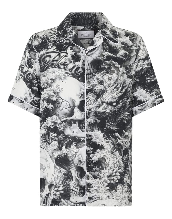 Linen Bowling Shirt All-Over Ceramic