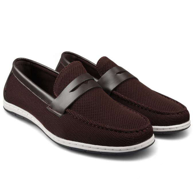 Heren Bruine Ademende Loafers Lichtgewicht Slip-On
