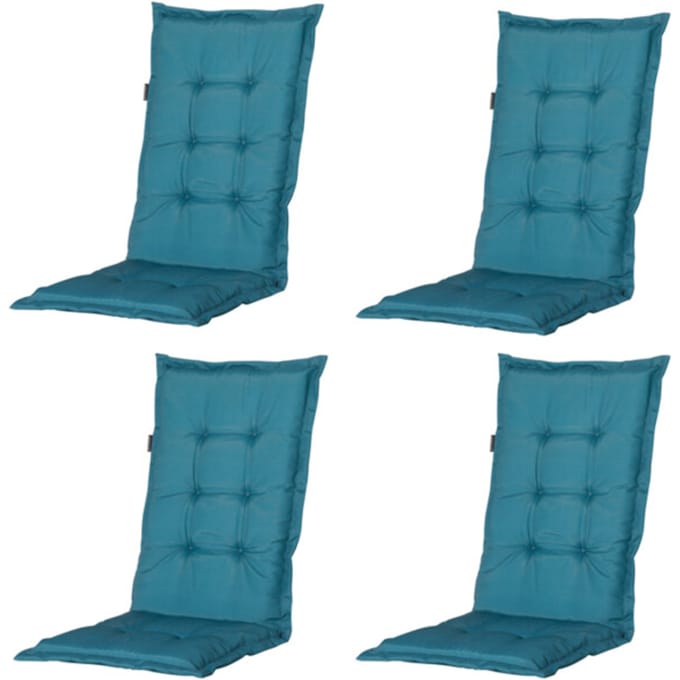 Madison tuinkussens hoge rug panama sea blue 123x50 - 4 stuks