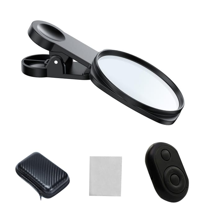 Caméra Arrière de Téléphone Miroir Selfie avec Télécommande BT pour Selfie Vlog Diffusion en Direct noir