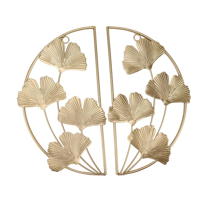 Gouden Ginkgo Blad Wanddecoratie Gouden IJzerkunst Wandsculptuur Wanddecoratie voor Woonkamer Kantoor Studiekamer beige