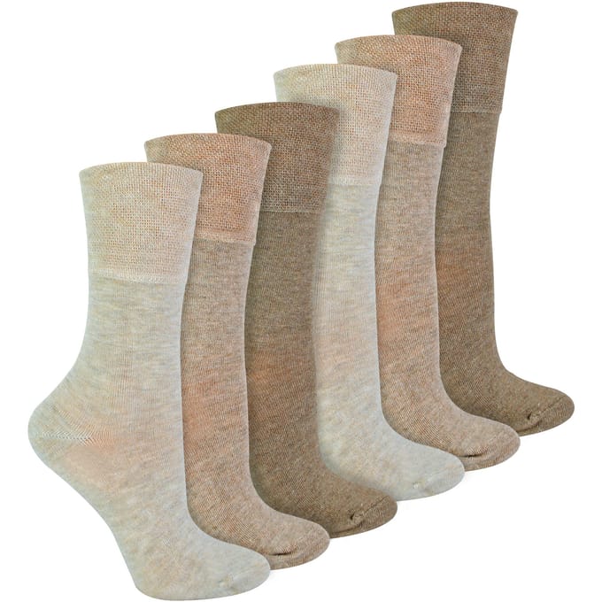 IOMI - Set van 6 bamboesokken voor diabeten voor dames - Beige