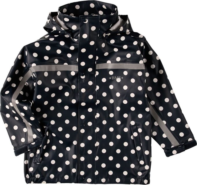 BMS Kinderregenjas Softskin Bottle Jacket Navy met witte stippen