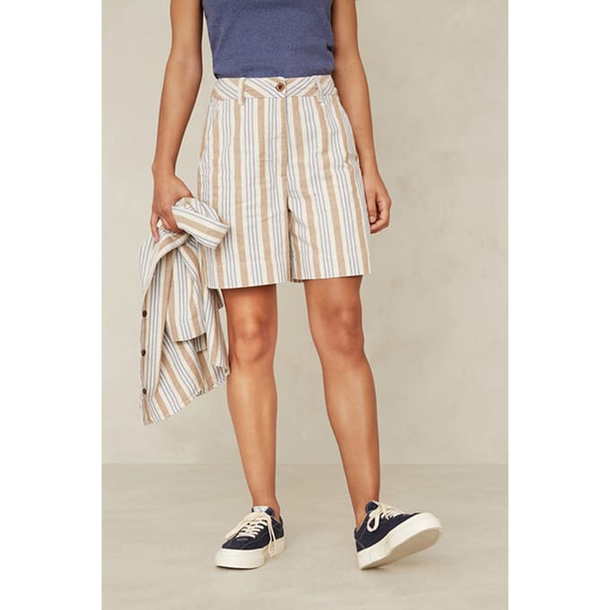 Kings Of Indigo Bangja Ecru Hemp Stripe Maat: 25 | Korte Broeken Outlet | Dames | Ecru