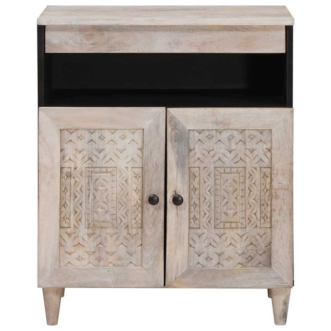 vidaXL - Dressoir - Bleached - White - 60 - x - 33 - x - 75 - cm - Massief - Mango - Hout