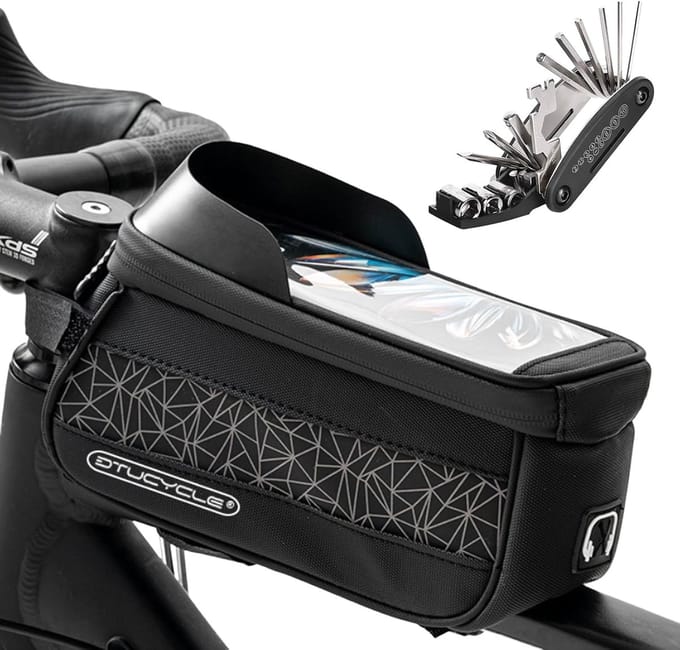 Fietstas Met Frame - Fiets Frame Tas - Veilig Opbergen - Waterdicht TPU Scherm - 2 Liter Capaciteit - Zwart
