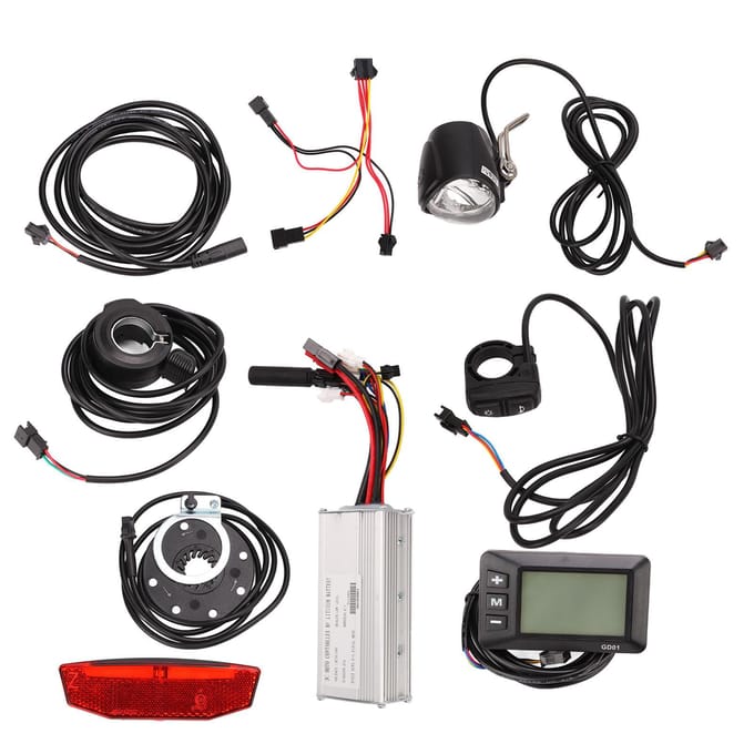 Elektrische Fiets Controller Conversie Kit 25A Controller GD01 LCD Paneel Koplamp Achterlicht Kit voor black