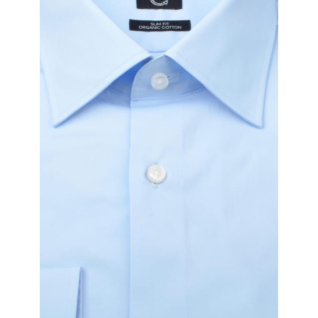 BOSS Hank slim fit overhemd - popeline - blauw - Strijkvriendelijk - Boordmaat: 44