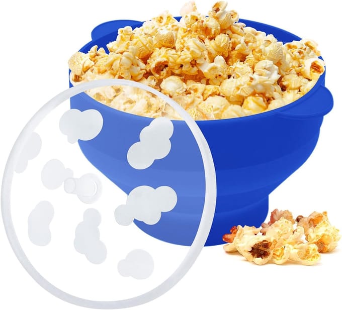 Popcornmaker Magnetron - Popcorn Kom - Snelle Snacks - Inklapbaar Ontwerp - 15 Kopjes Capaciteit - Blauw