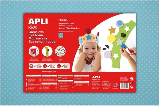 Apli Kids EVA Foam vellen 60 x 40 cm stippen lichtblauw - 3 vel