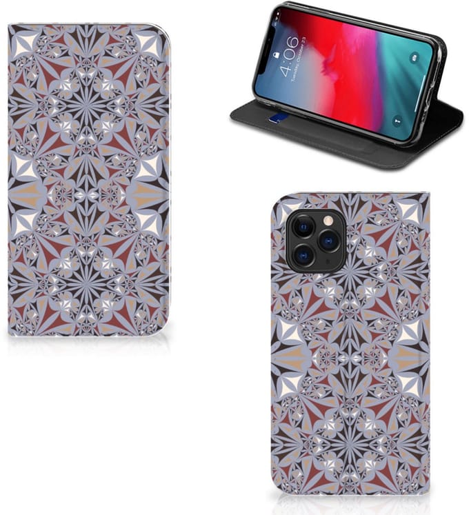 Standcase Hoesje voor Apple iPhone 11 Pro Standcase Flower Tiles