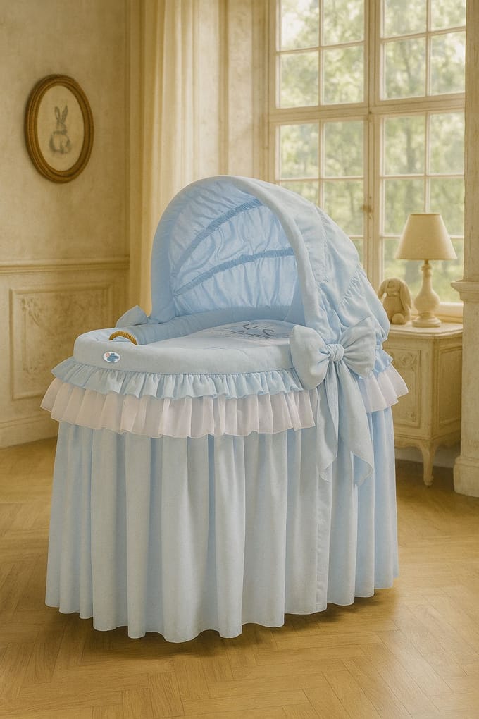 Rieten mand met kap - Kleine Prins Blauw