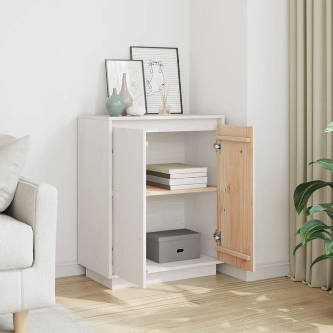 vidaXL - Dressoir - 60x34x75 - cm - massief - grenenhout - wit