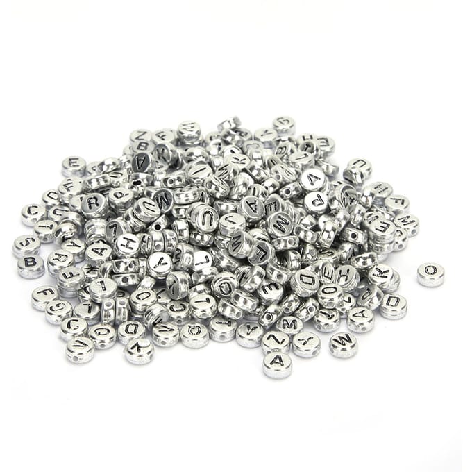 Lot de 500 perles rondes en acrylique, accessoires faits à la main, alphabet anglais