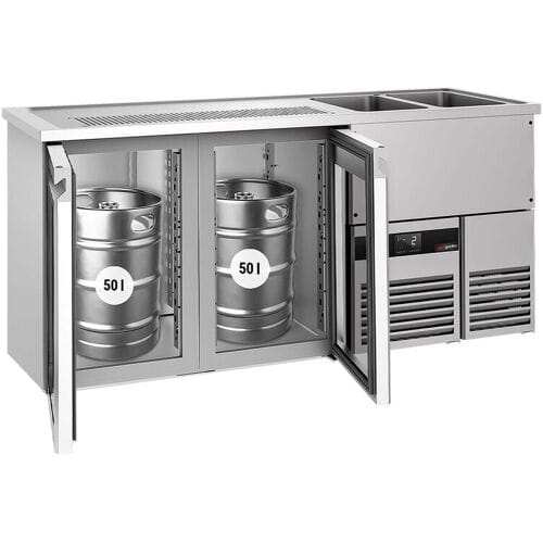 GGM Gastro Bierkoeling PREMIUM - 1950x700mm - 2 glazen deuren zilver