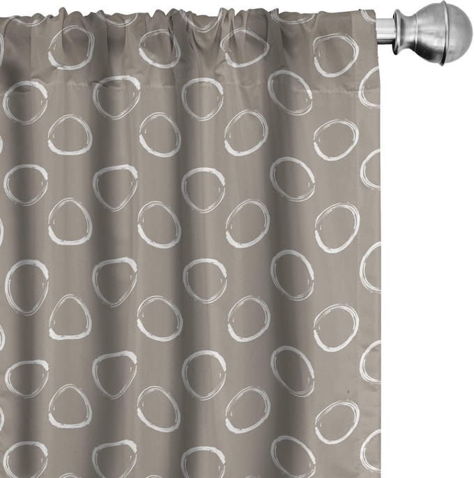 ABAKUHAUS taupe-wit gordijnset 2x75x175 cm – microvezel, rodpocket