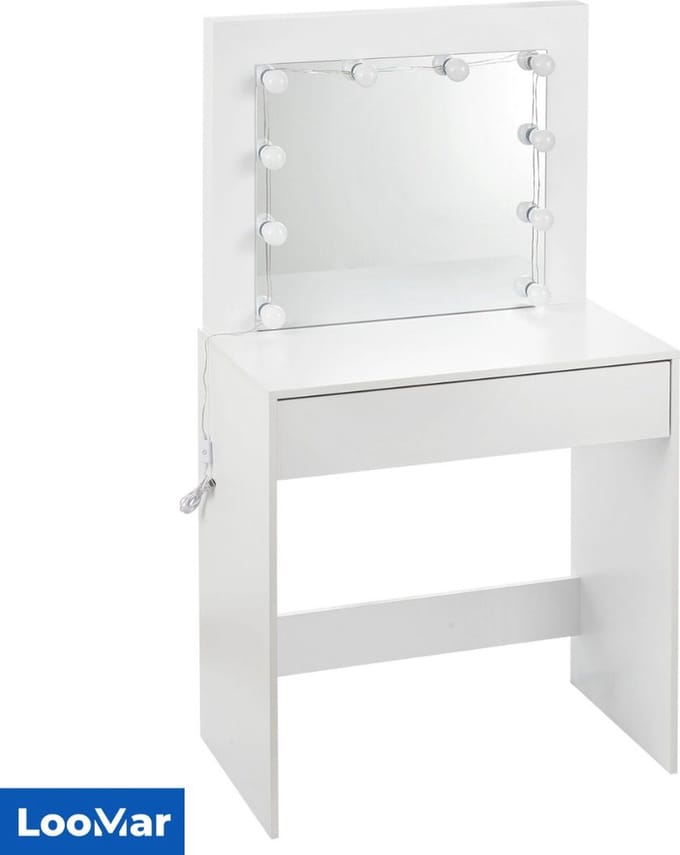 LooMar Kaptafel met spiegel - Schminktafel - Make up tafel - Make up tafel met Spiegel