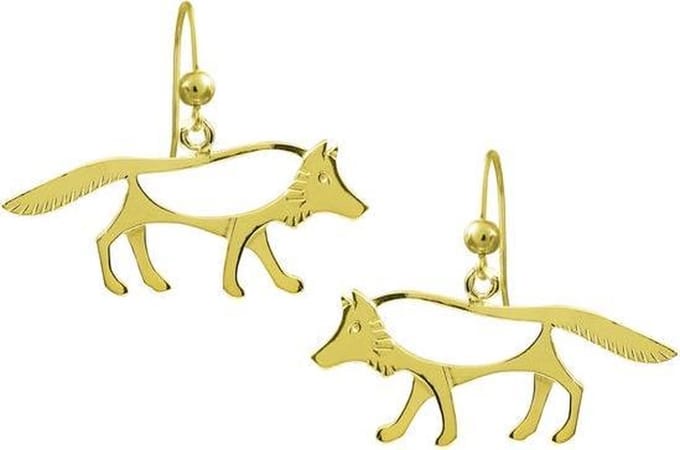 Oorbellen, hang, Gouden wolf