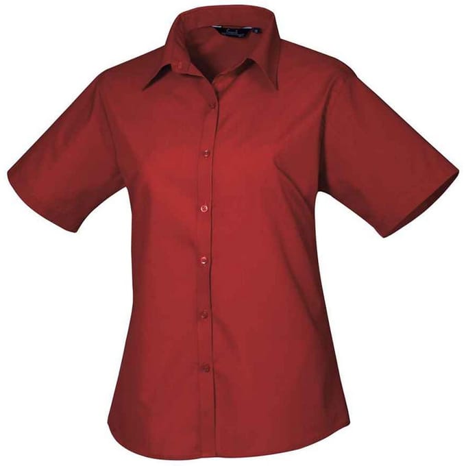 Premier Dames/Dames Popeline Blouse met Korte Mouwen (Bourgondië)