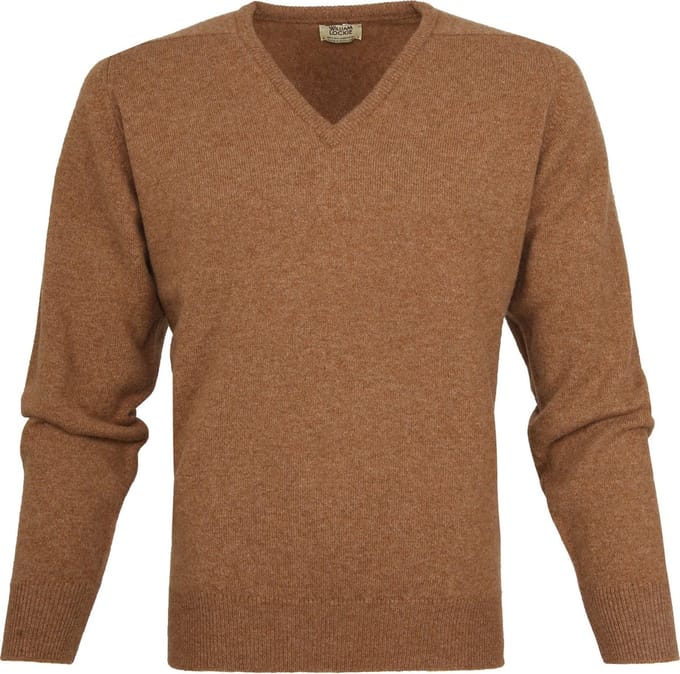 William Lockie V-Hals Lamswol Driftwood - Maat M - Heren - Pullovers