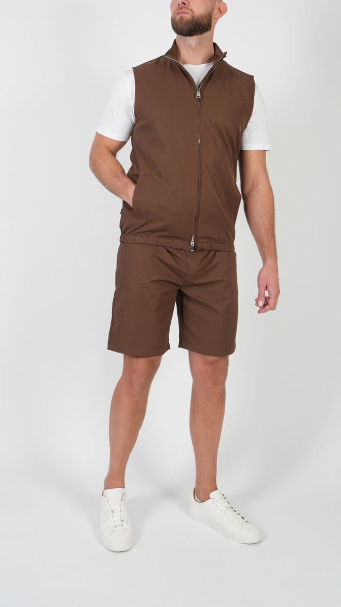 BASKO - ZOMERSET - GILET + SHORT - BRUIN - MAAT XL