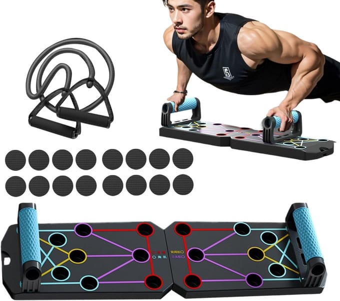 Opvouwbaar Pushup Board - Oefenplatform - Spiertraining Thuis - Kleurgecodeerde Zones - 40 x 20 cm - A
