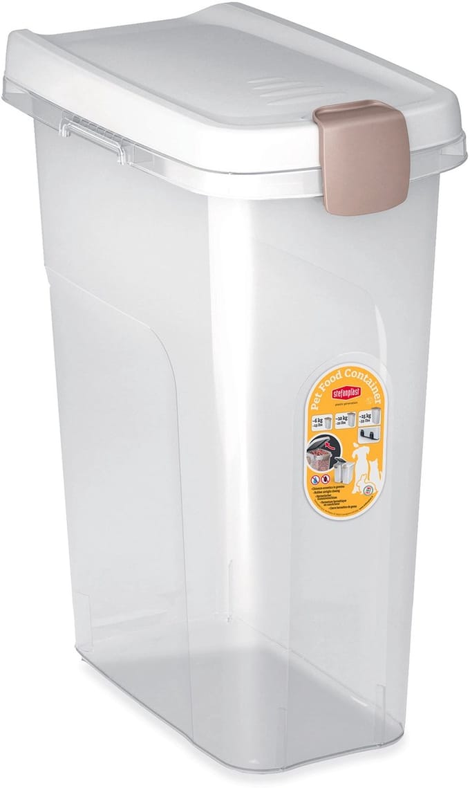 Stefanplast Voerton 25 liter voor circa 10 kg. hondenvoer Wit - Transparant