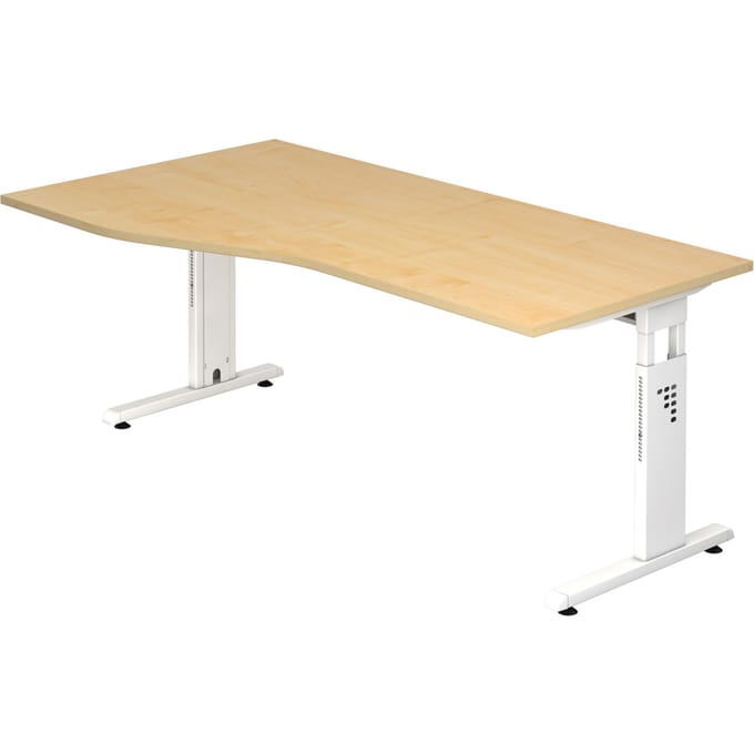 MEGA 18 W | Bureau - 180 x 100 Tafelhoogte I In hoogte verstelbaar Esdoorn/Wit
