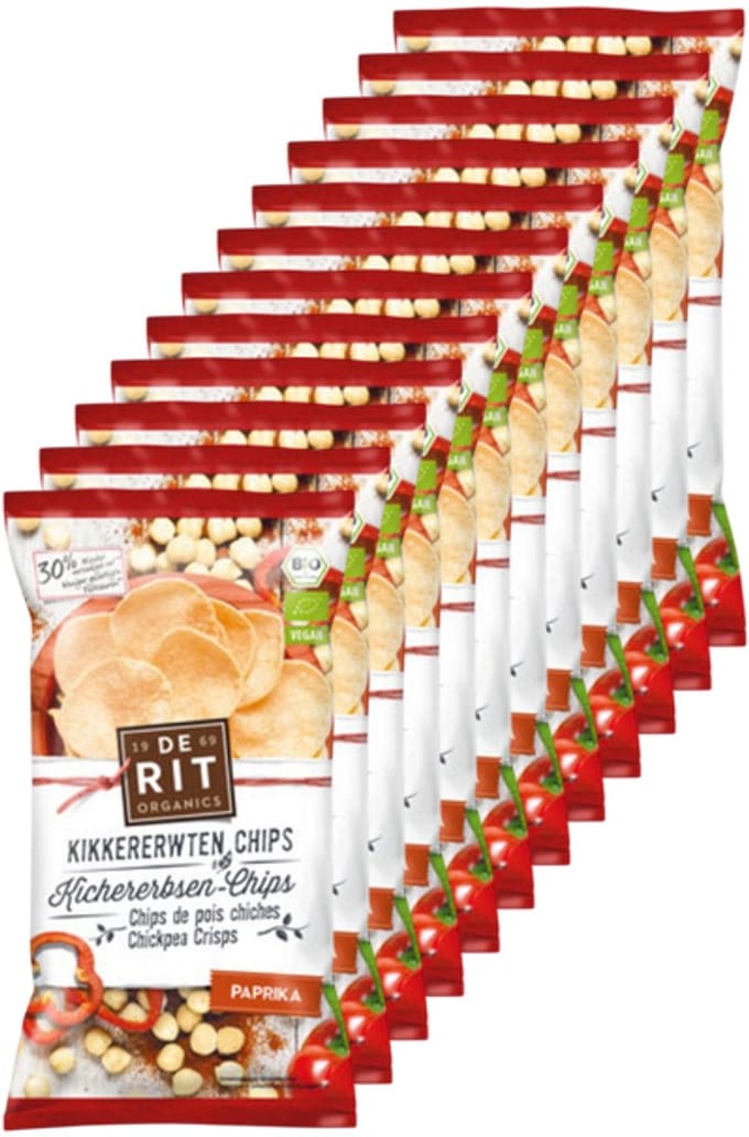 De Rit | Kikkererwtenchips | Paprika | 12 stuks | 12 x 75g