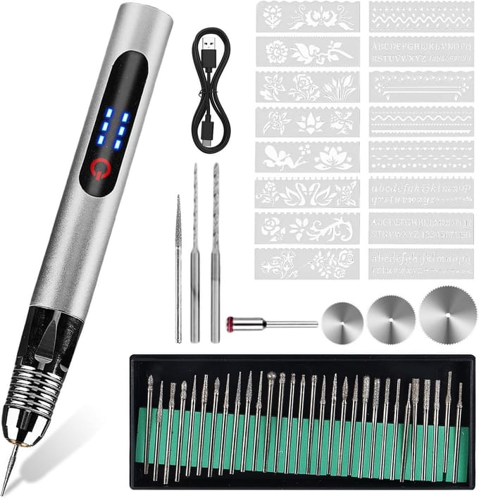 Oplaadbare Elektrische Graveerstift Set voor Glas, Hout, Metaal en Sieraden