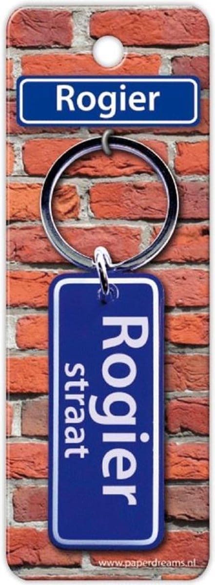 Paper Dreams Sleutelhanger Straatnaam Rogier 9 Cm Staal Blauw