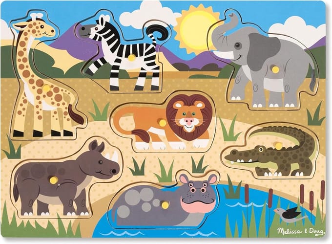 Houten Safari Knoppuzzel voor Kinderen