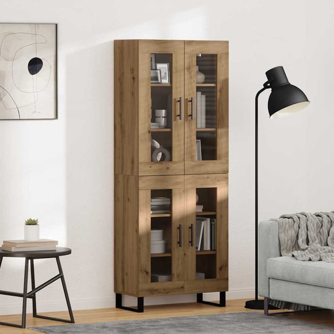 vidaXL - Highboard - 2 - st - Artisan - Eiken - 69,5 - x - 34 - x - 180 - cm - Bewerkt - hout