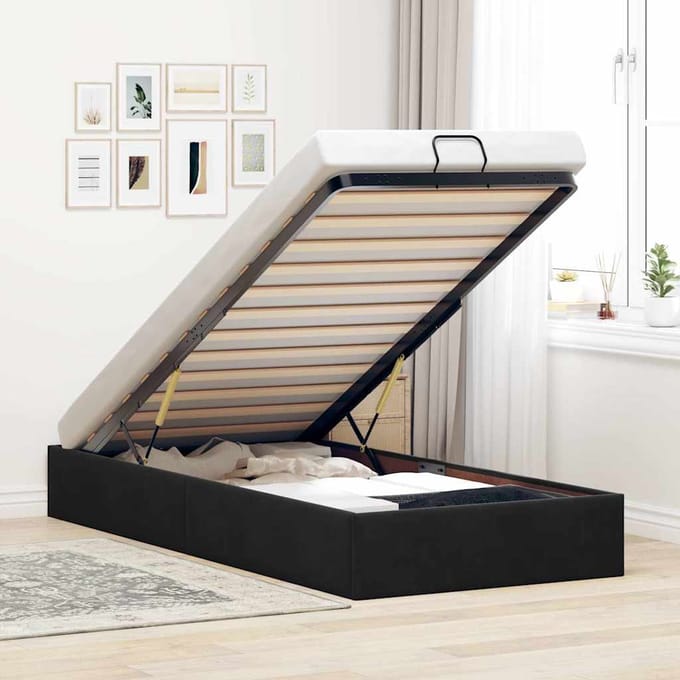 vidaXL - Bedframe - zonder - matras - 80x200 - cm - fluweel - zwart