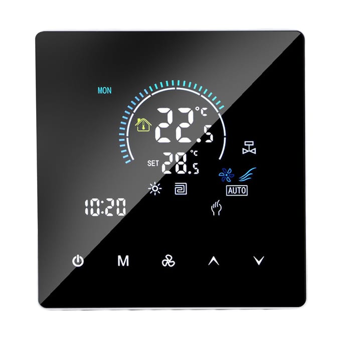 Centrale Airconditioner Thermostaat IP20 Kleurendisplay 5 tot 60 graden celsius Instelbare Programmeerbare Thermostaat gray