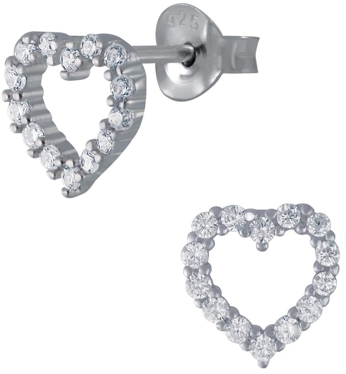 Joy|S - Zilveren classic hartje oorbellen - 10 mm - zirkonia - gehodineerd