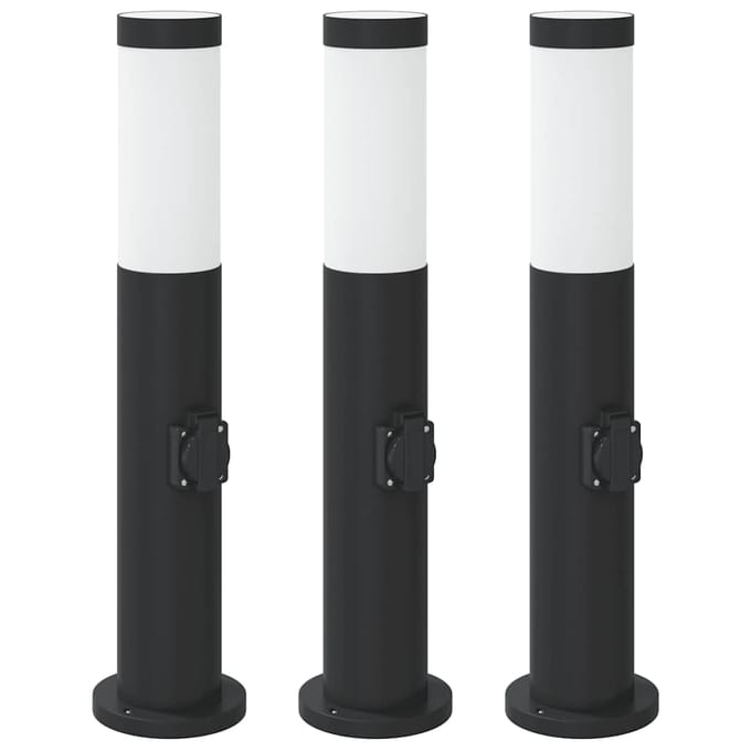 vidaXL Bolderverlichting met stopcontact 3 stuks 50 cm roestvrij staal IP44