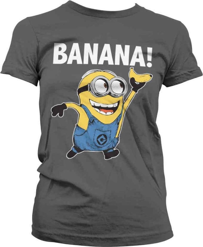 Minions Dames Tshirt -2XL- Banana! Grijs
