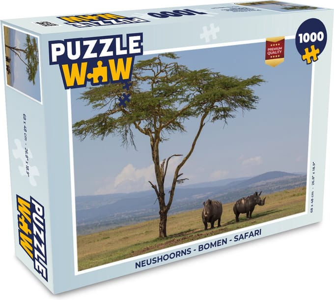 Puzzel Neushoorns - Bomen - Safari - Legpuzzel - Puzzel 1000 stukjes volwassenen