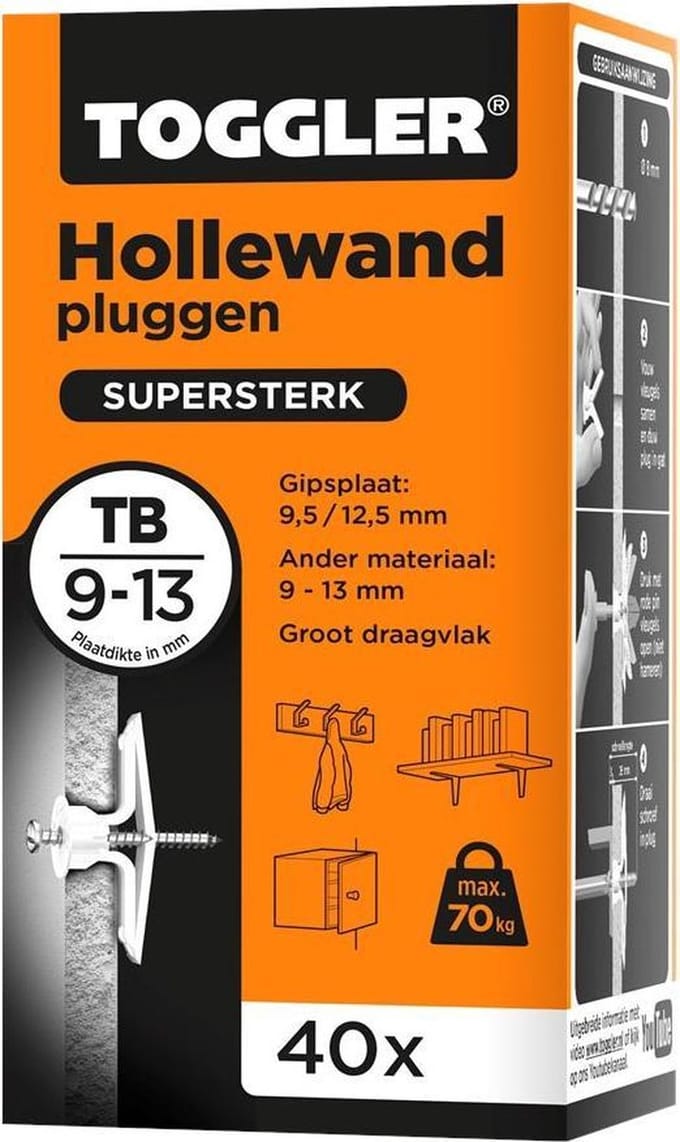 Toggler Hollewandplug TB - Hollewandplug - Voor plaatdikte 9-13mm