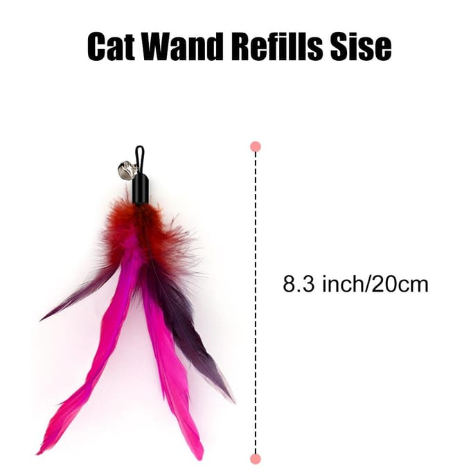 5 Pièces Jouets Plumes pour Chat Jouets Interactifs Teaser Plume de Rechange avec Clochette pour Chaton Chat Grattage Exercice Intérieur 8.3inch blue
