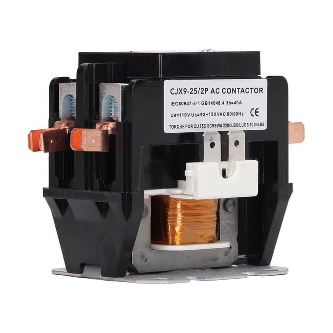 Contacteur AC 25A Contact en alliage d'argent Ignifuge Climatiseur CVC Condensateur Compresseur Contacteur 110V