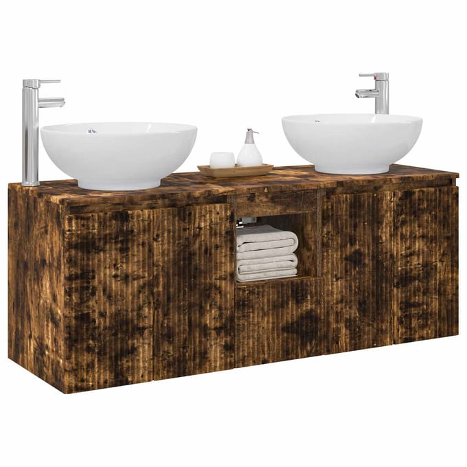 vidaXL - Badkamerkast - set - 3 - st - Gerookt - eiken - 49,5 - x - 44,5 - x - 65 - cm